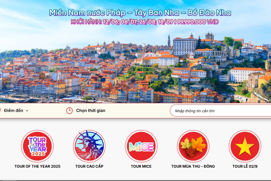 BENTHANH TOURIST ra mắt giao diện website mới